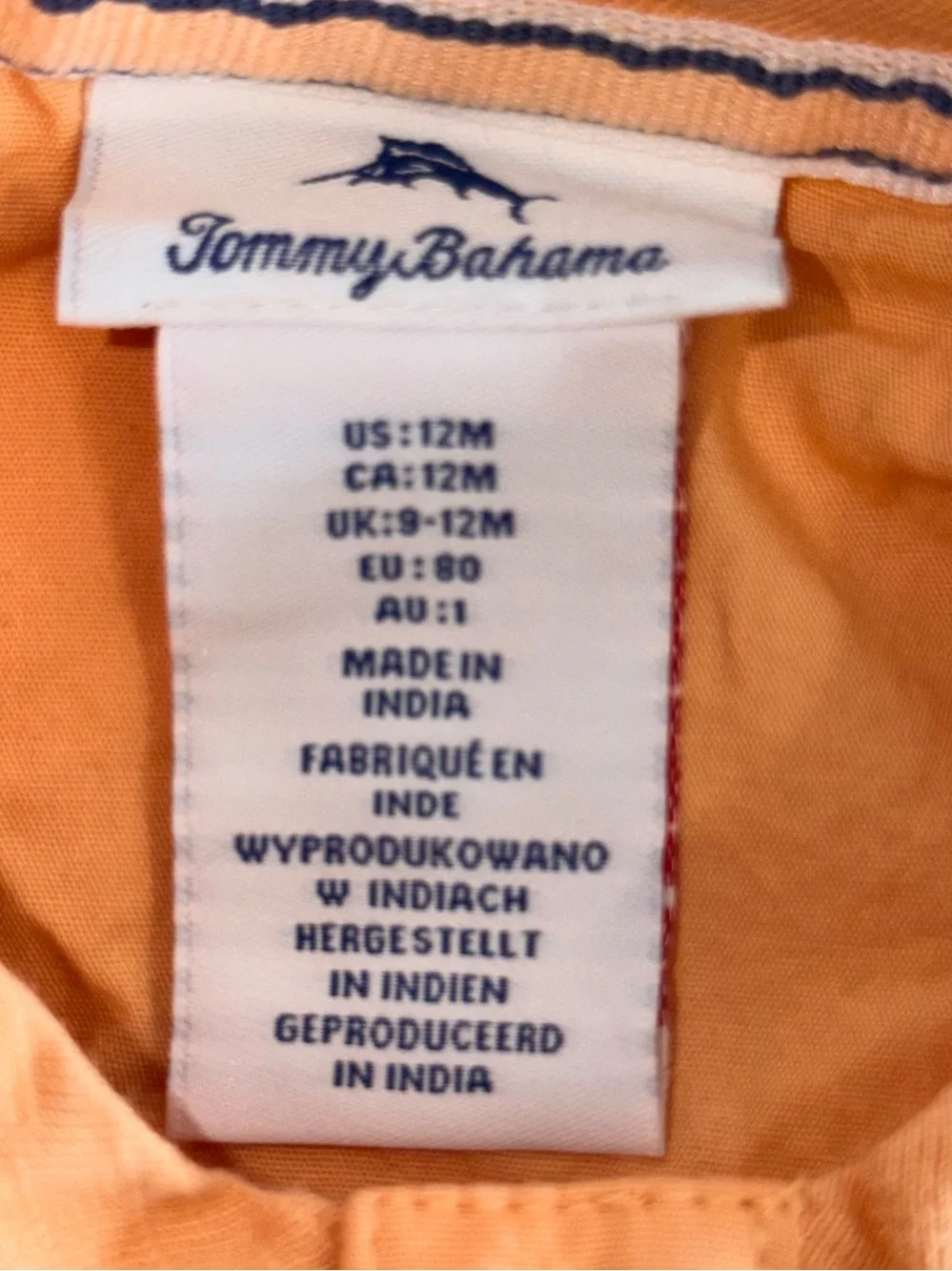 Tommy Bahama Baby Boys Set Of Two T-shirts Orange White Striped Size 12 Months